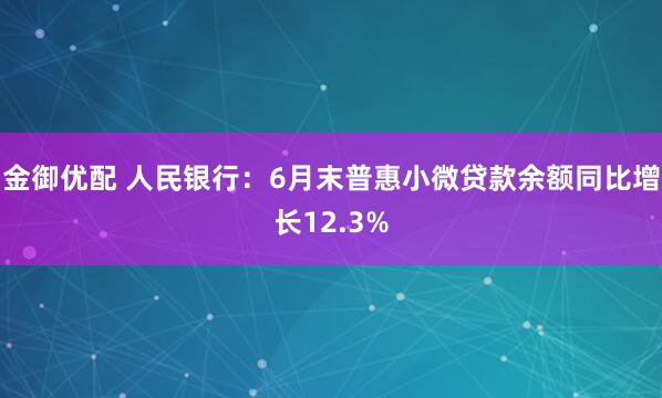 金御优配 人民银行：6月末普惠小微贷款余额同比增长12.3%