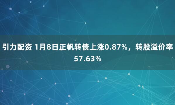 引力配资 1月8日正帆转债上涨0.87%,转股溢价率57.63%